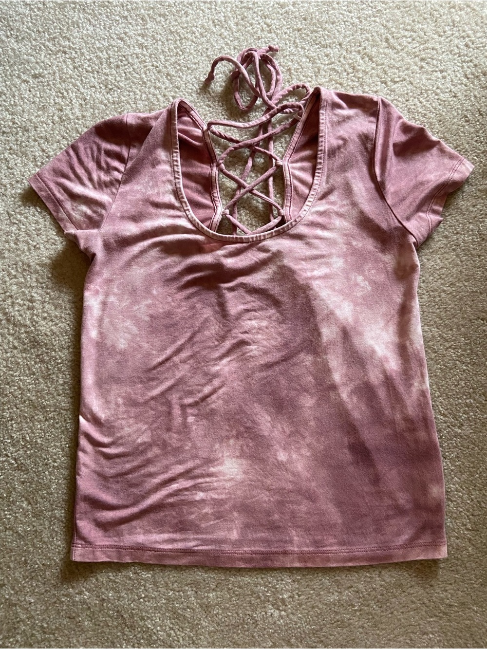 American Eagle tie dye lace up back shirt